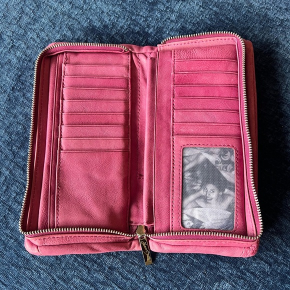 Junior Drake Pink Leather Zip Around Wallet Butter Soft Foldout Organizer - Picture 7 of 16